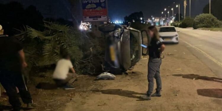 אשדוד: בן מיעוטים התהפך עם רכב שניסה לגנוב כשבני זוג בתוכו