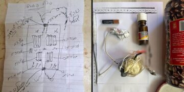 אסיר עולם נתפס עם מטען מאולתר מחובר לחוטי חשמל סוללות ובקבוק דליק